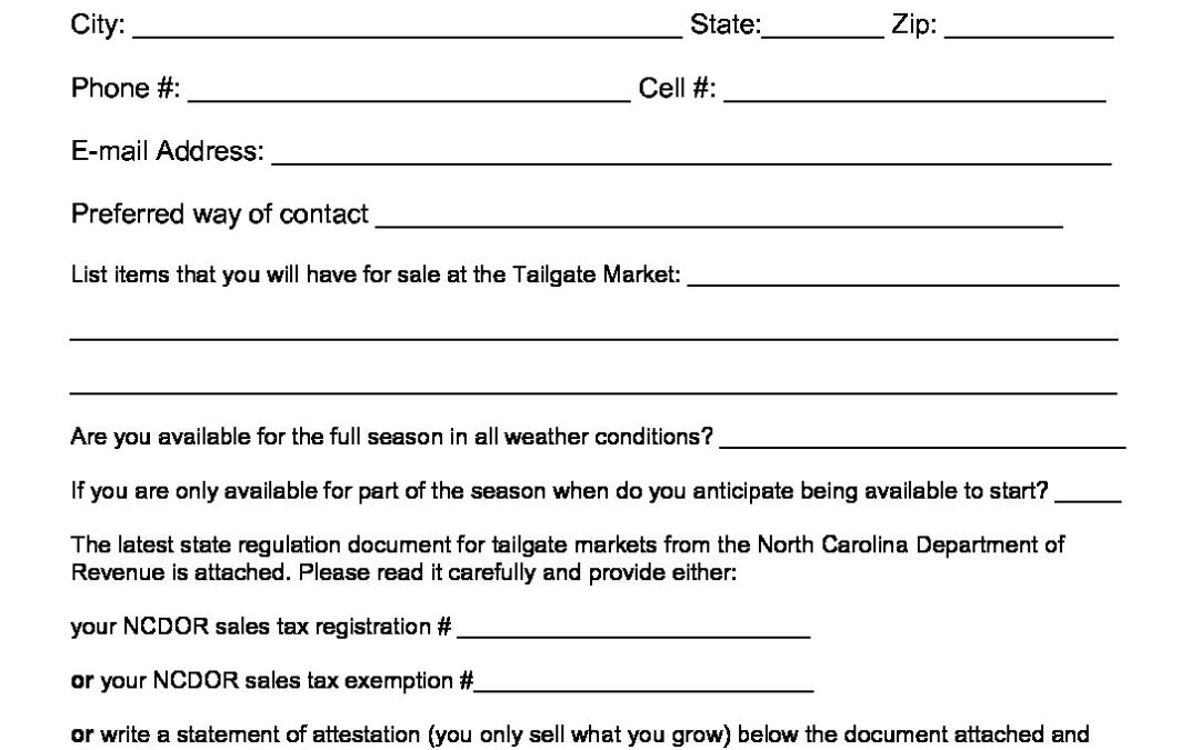 Saluda Tailgate Market Application 2019 Saluda