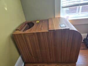 Infrared sauna at Healing Currents wellness studio in Saluda, North Carolina's historic downtown district.